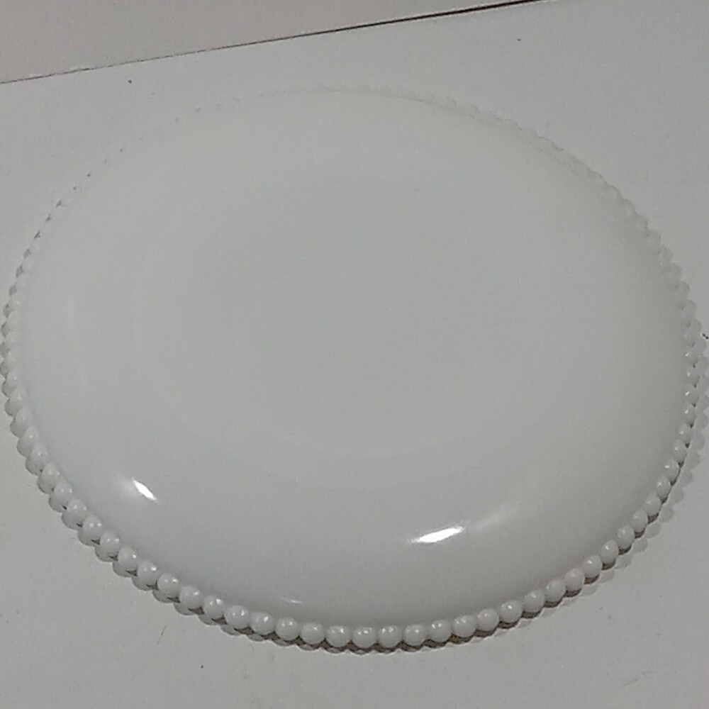 White Milk Glass Painted Fruit Decorative Beaded Plates 7 in  PEAR APPLE - Picture 6 of 7